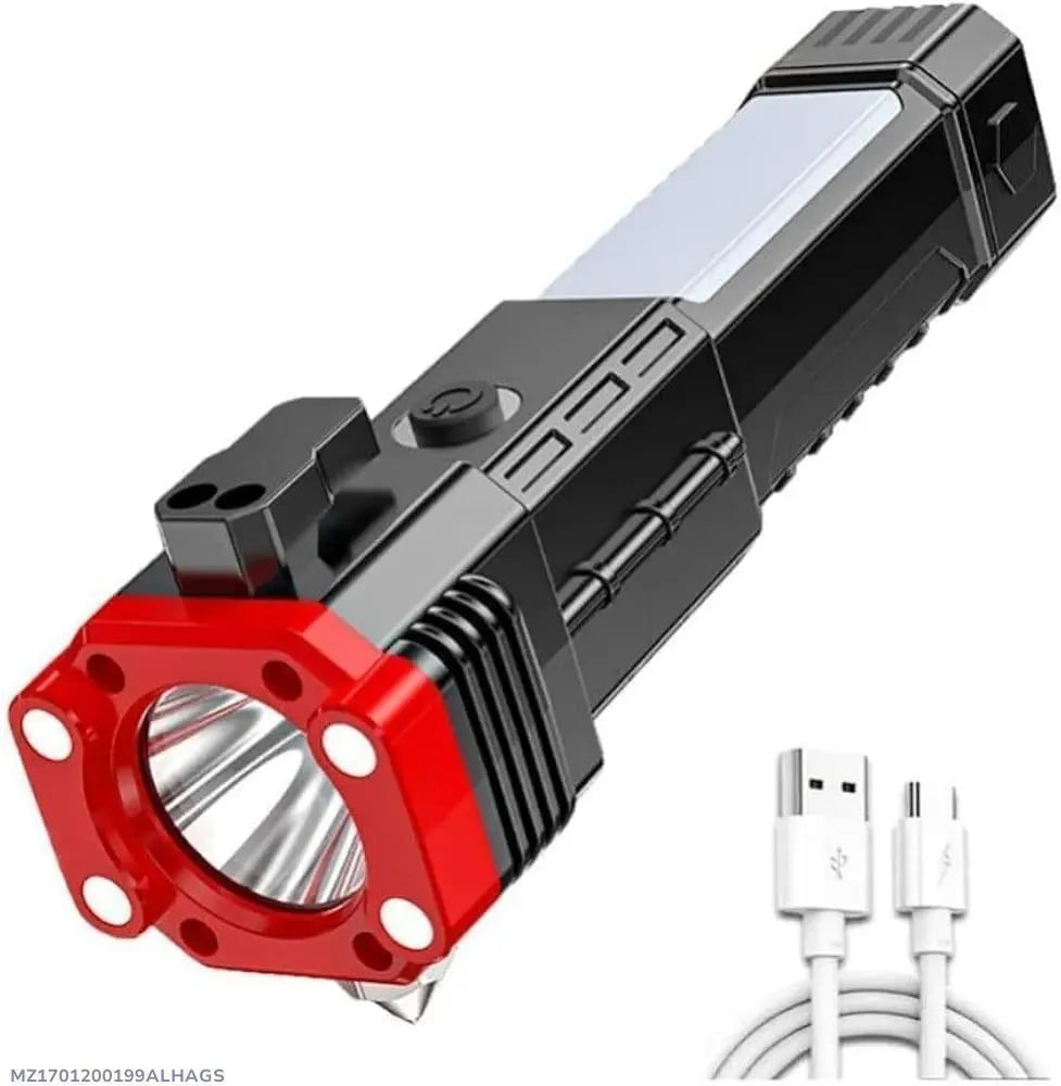 Rechargeable LED Torch Light 1000mAh | High Brightness | Black ABS Flashlight