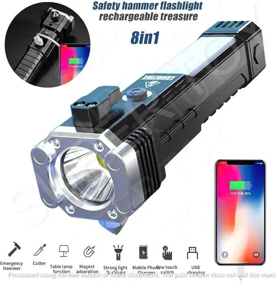 Rechargeable LED Torch Light 1000mAh | High Brightness | Black ABS Flashlight