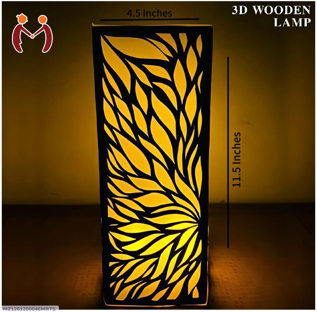 3D Laser-Cut Wooden Lamp | Warm Light | Black Decorative Night Lamp
