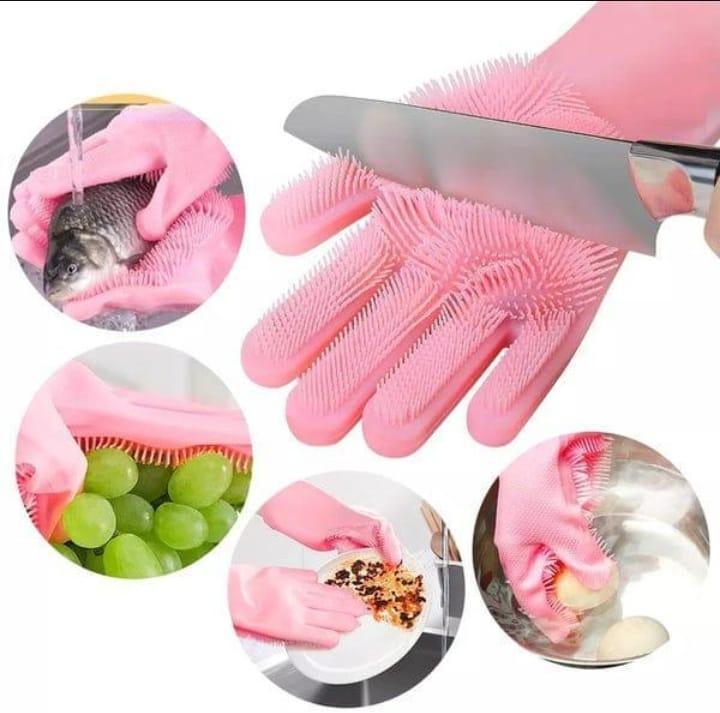 Silicone Dish Washing Gloves | Reusable Scrubber Gloves | Multicolor