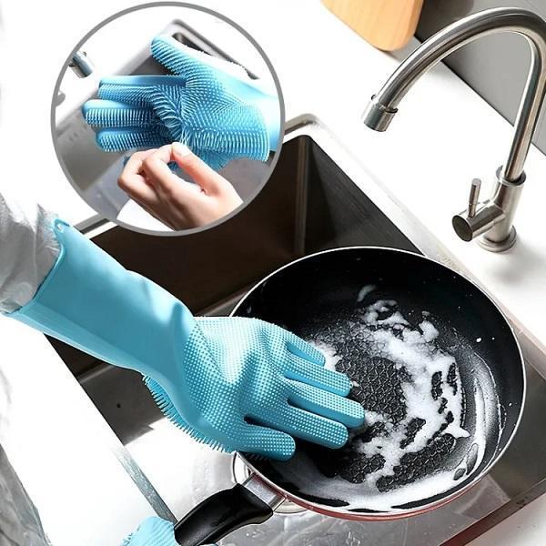 Silicone Dish Washing Gloves | Reusable Scrubber Gloves | Multicolor