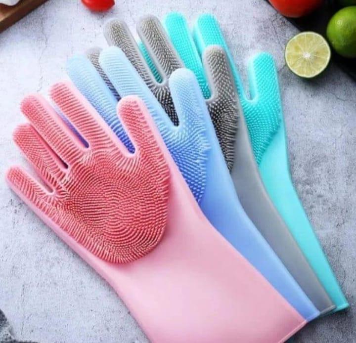 Silicone Dish Washing Gloves | Reusable Scrubber Gloves | Multicolor