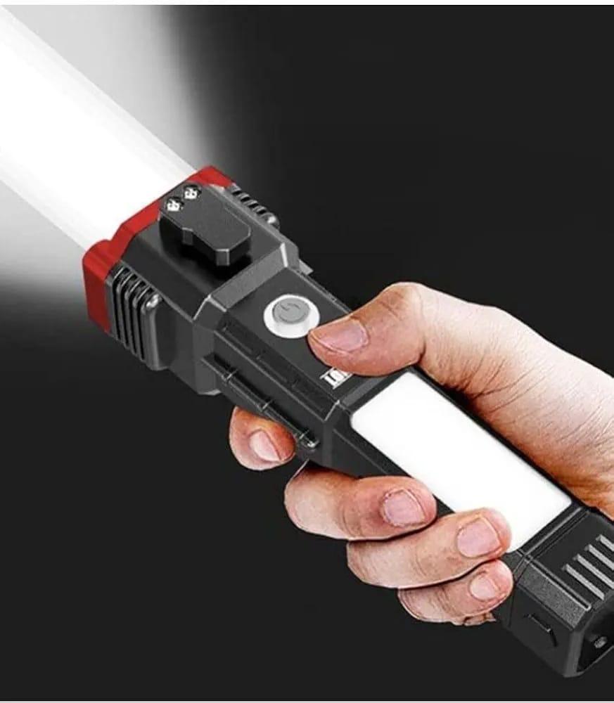 Rechargeable LED Torch Light 1000mAh | High Brightness | Black ABS Flashlight