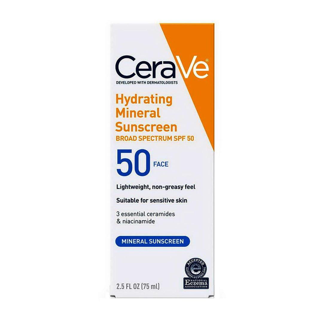 CeraVe Hydrating Mineral Sunscreen SPF 50 | Face Sunscreen | Broad Spectrum Protection | 75ml