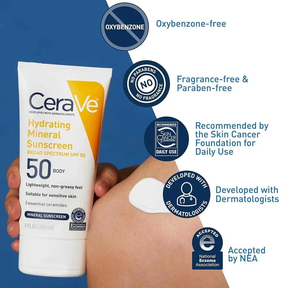 CeraVe Hydrating Mineral Sunscreen SPF 50 | Face Sunscreen | Broad Spectrum Protection | 75ml
