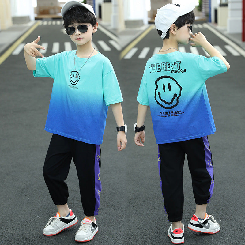 Kids Gradient T-Shirt | Mint Green | Half Sleeves | Soft Cotton Casual Tee