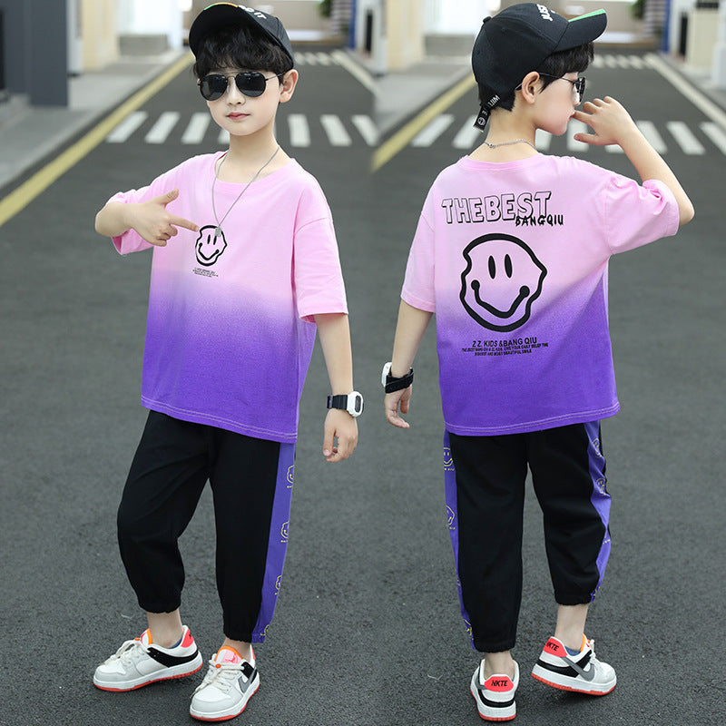 Kids Gradient T-Shirt | Mint Green | Half Sleeves | Soft Cotton Casual Tee