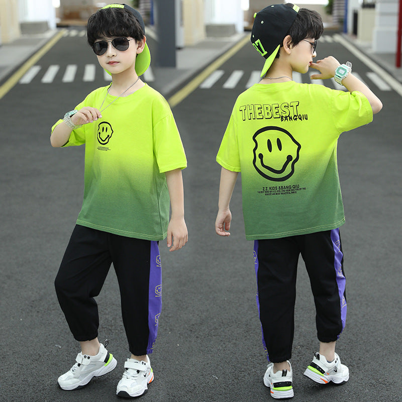 Kids Gradient T-Shirt | Mint Green | Half Sleeves | Soft Cotton Casual Tee